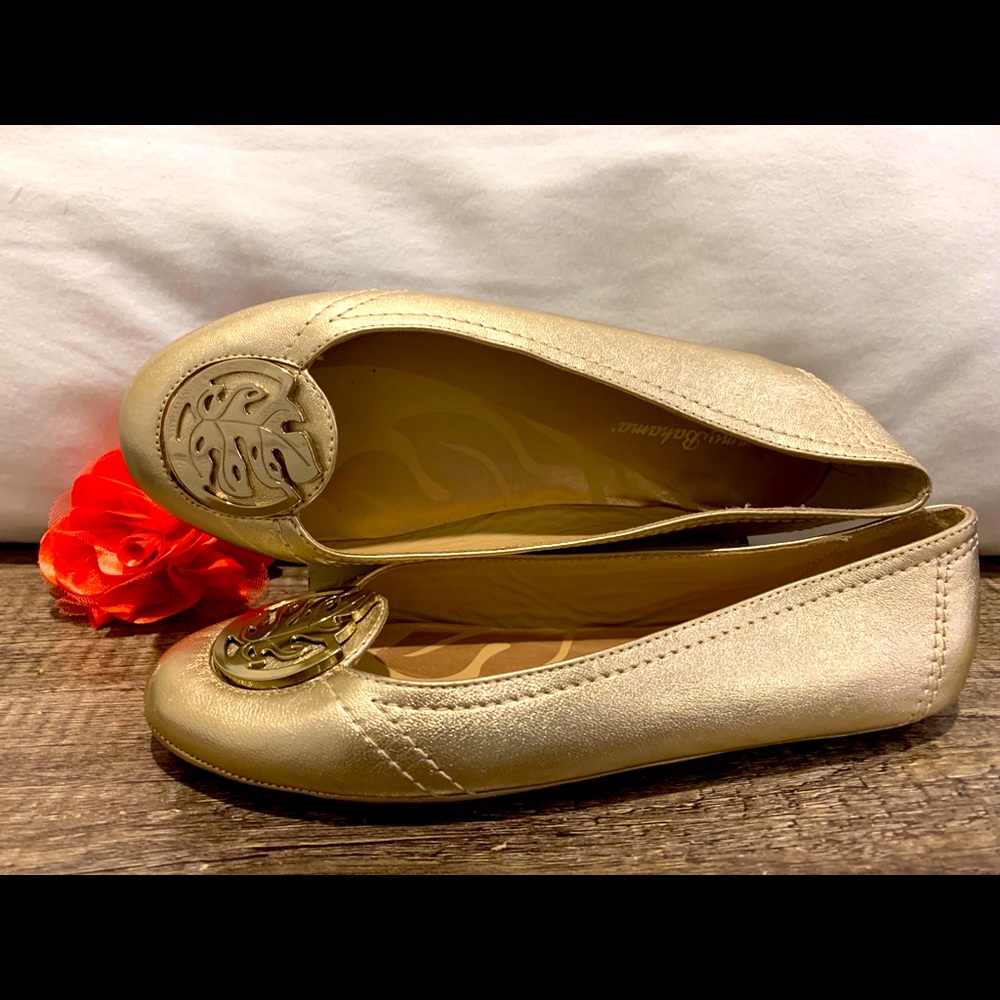 Tommy Bahamas Leather Flats Gold Metallic Athens